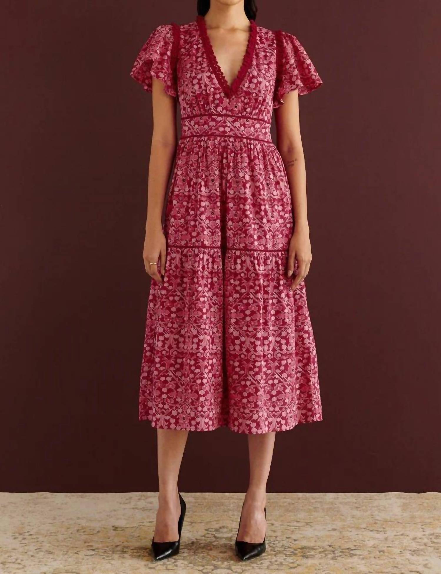 BANJANAN Naxos Dress in floral red - women's dress