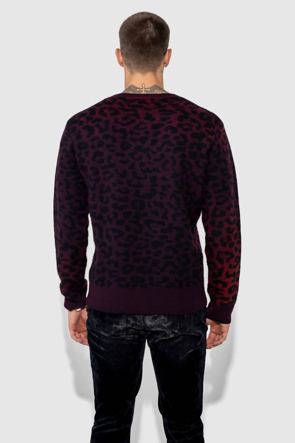 Monfrere Jalen Sweater in vintage leopard - men's sweater - alternate view