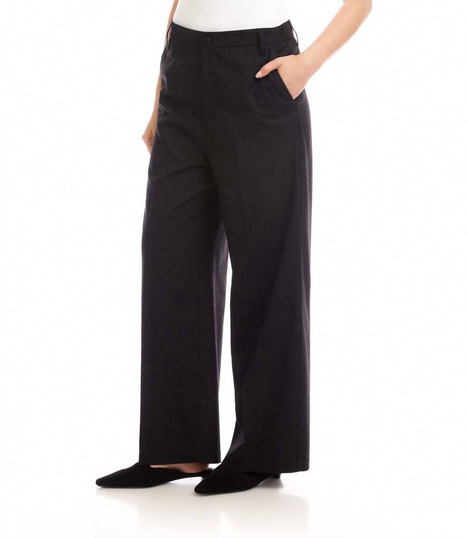 Karen Kane Rhinestone Embellished Wide-Leg Trousers in black - women's pants - alternate view
