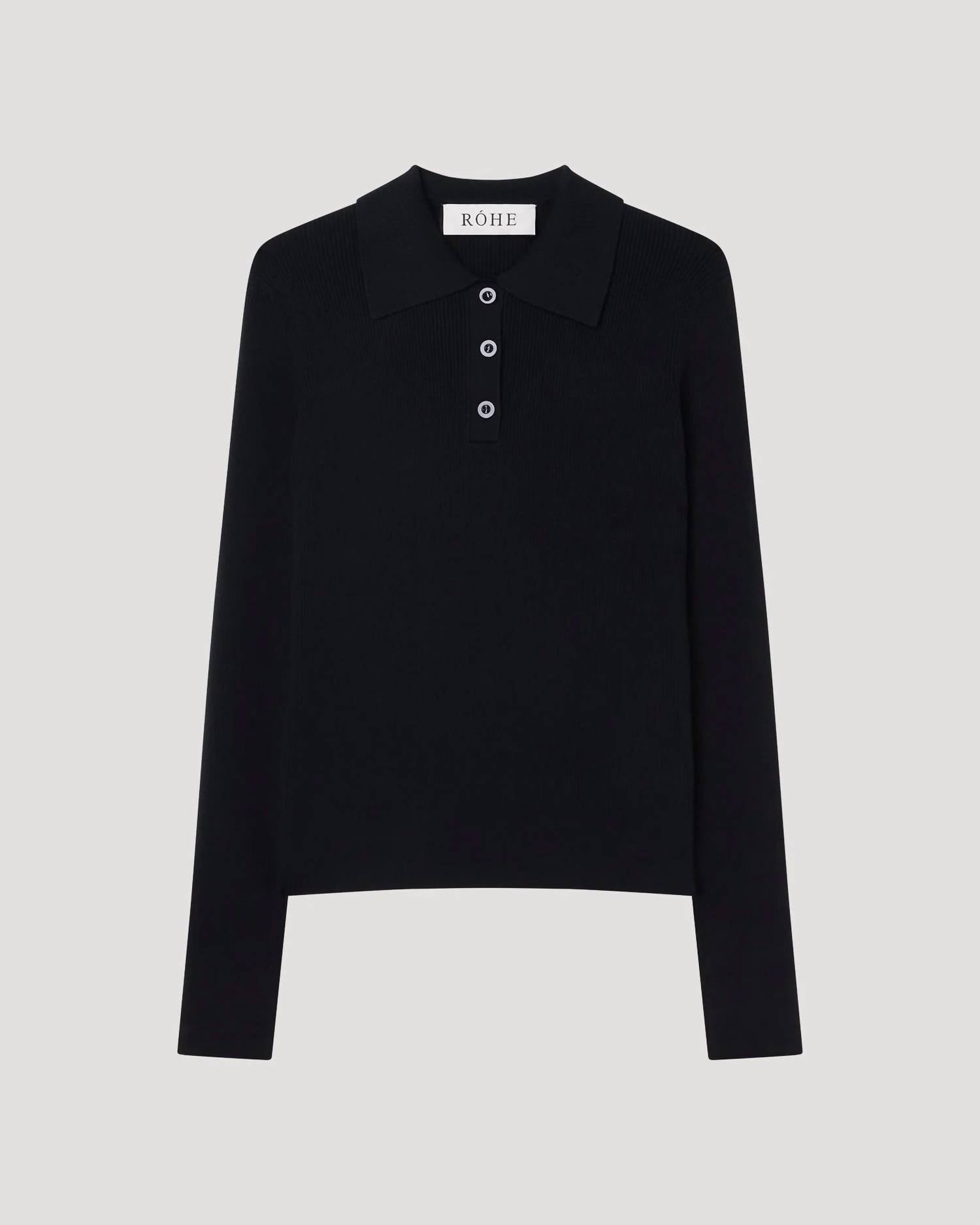 Rohe - Rib Knitted Long Sleeve Polo Shirt