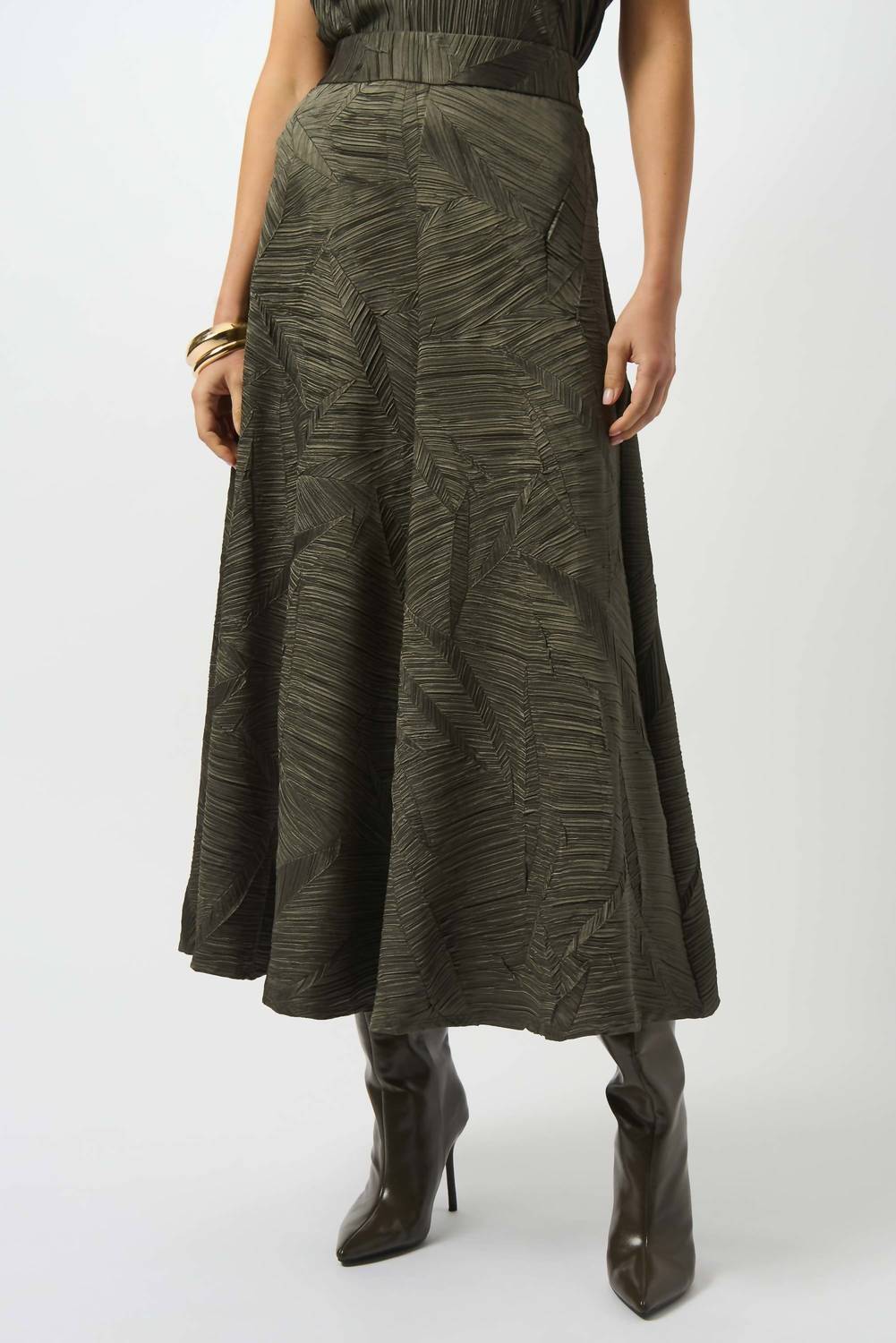 Joseph Ribkoff - Pleated Satin Long Skirt
