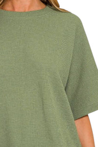 Zenana - Double Knit Three Quarter Sleeve Top