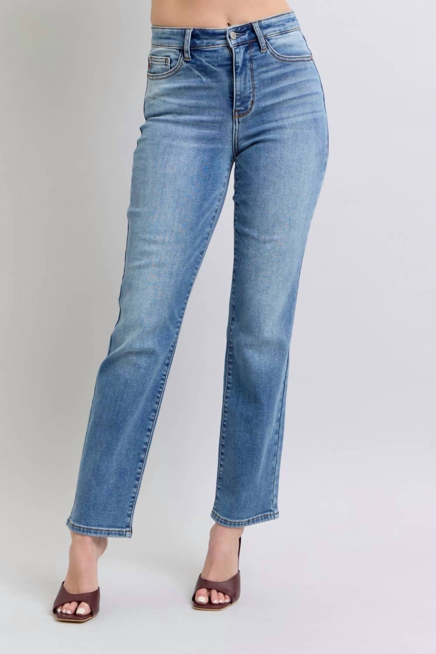 Judy Blue - Women's Vintage Wash Thermal Straight Jeans
