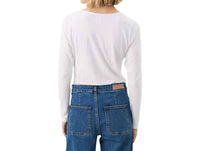 Part Two Women's Nemajas Long Sleeve Tee in bright white - women's long sleeve top - detail view
