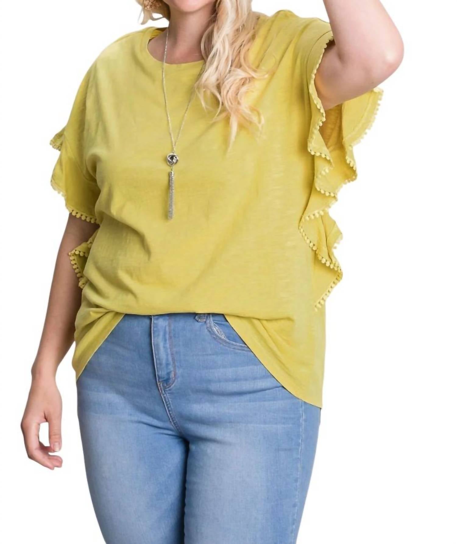 Cotton Bleu - Washed Cotton Ruffle Top