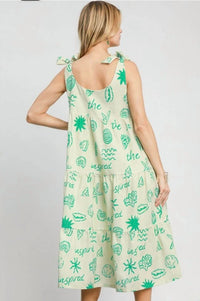 Umgee - Abstract Tiered Midi Dress