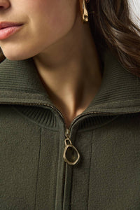 Joseph Ribkoff - Sweater Knit Boxy Pullover With Zipped Collar