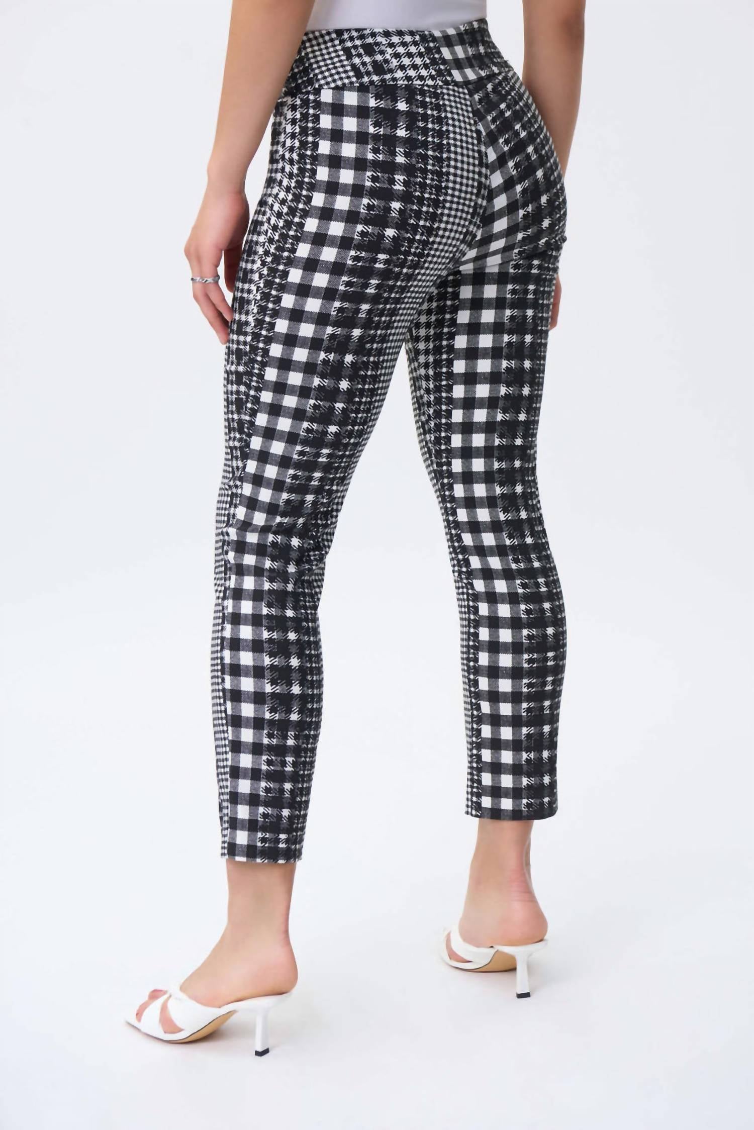 Joseph Ribkoff Pull On Cropped Pants in vanilla black - women's pants - detail view