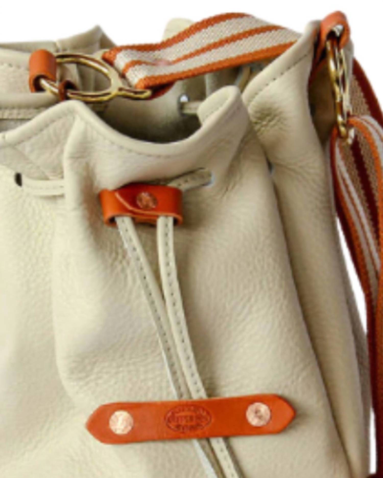Copperdot Leather Goods Women's Copperdot Bucket Bag in cream - women's bag - detail view