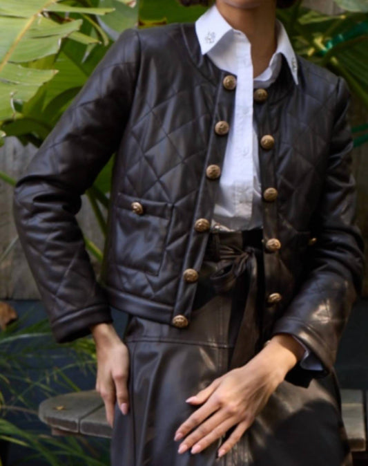 Stellah - Faux Leather Quilted Jacket