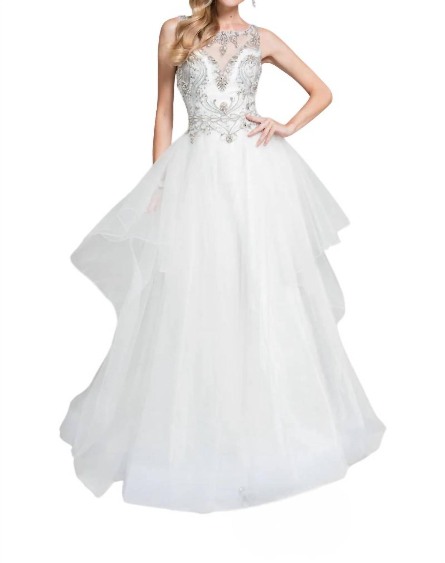 Terani Couture - Beaded Sheer Illusion Prom Dress