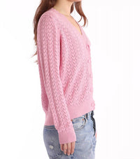 Minnie Rose - Heart Pointelle Scalloped Cardigan