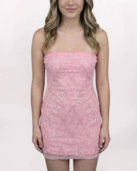 Rowan + Riot - Strapless Sequin Bows Mini Dress