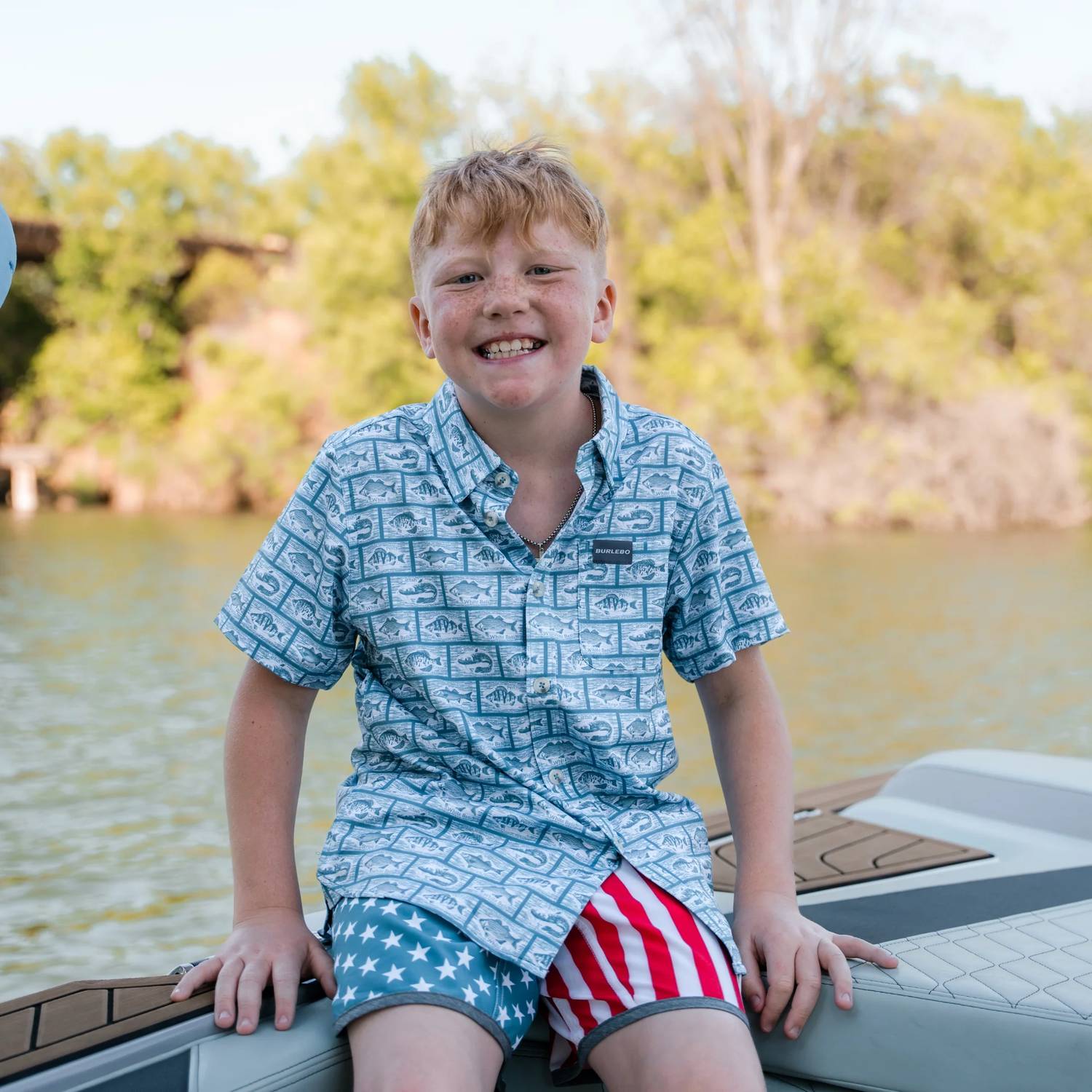 Burlebo - Boy's Print Compression Liner Swim Trunks