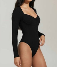 The Athletic Side Of Us Lady Liberty Long Sleeve Ribbed Leotard – Sustainable Cotton in black - women's shirt