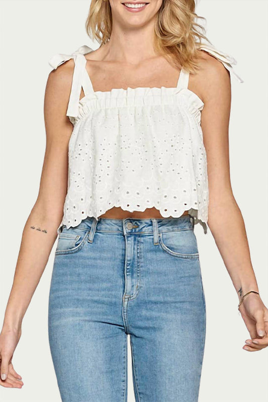 CROPPED BRODERIE ANGLAISE COTTON TOP