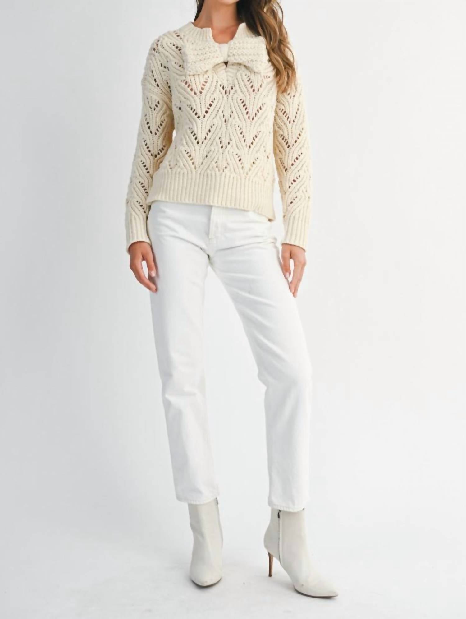 Mable - Front Big Bow Knit Sweater