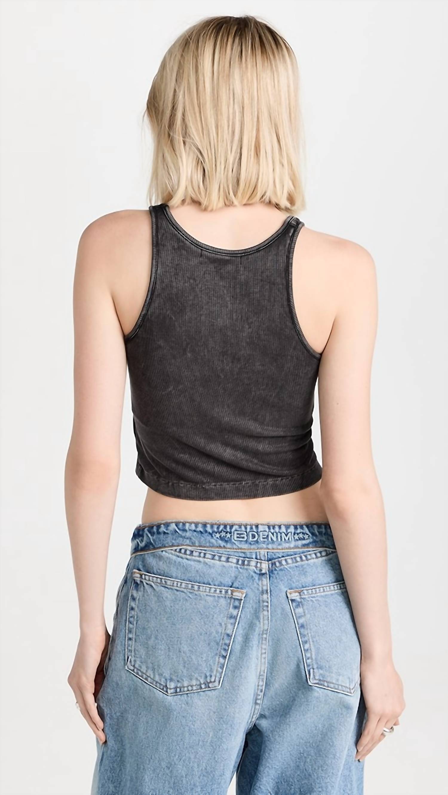 John Elliott - Cropped Racerback Mineral Wash Tank Top