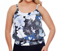 Shape Solver - Plus Size Blouson Tankini Top