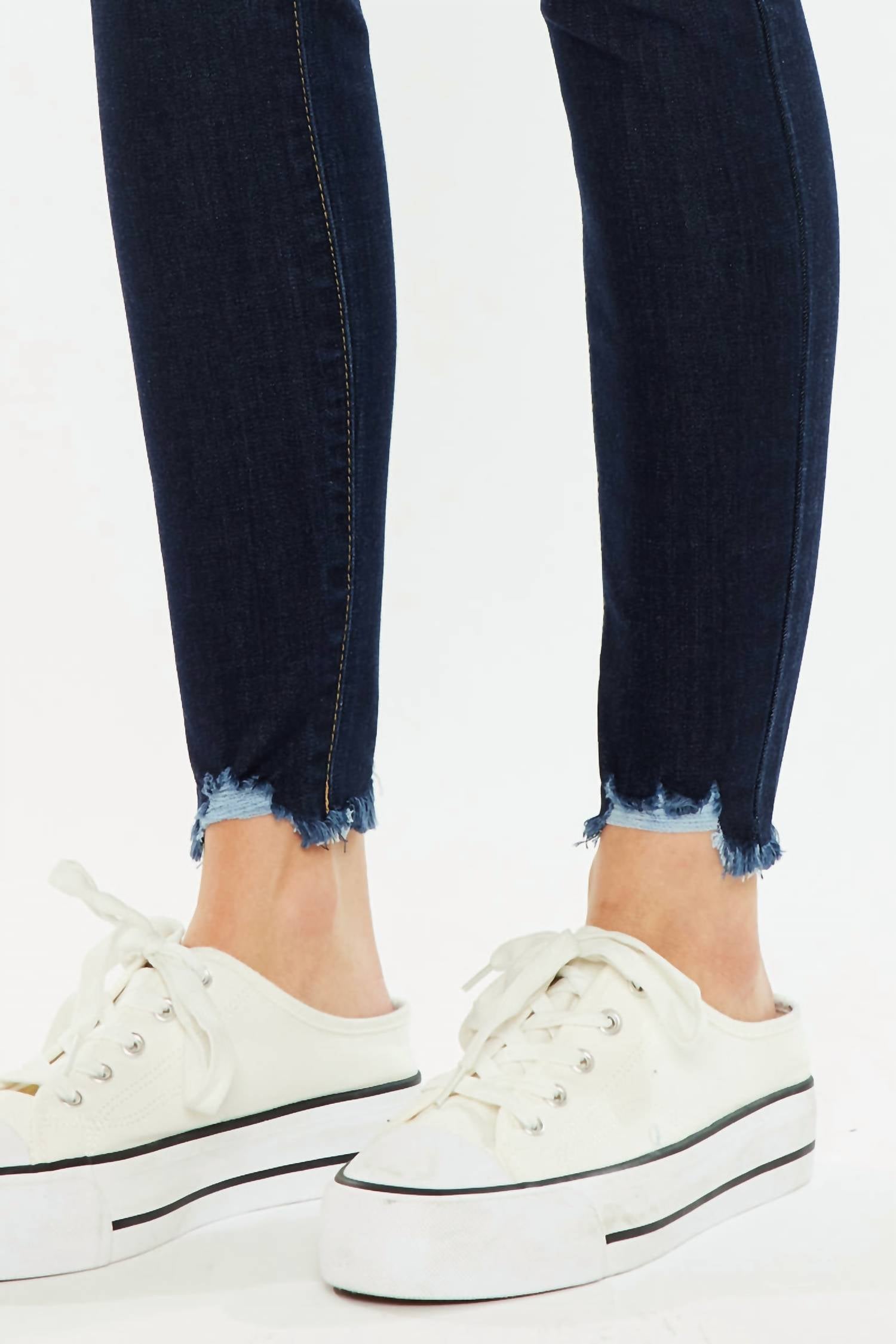 Kancan - High Rise Button Fly Distressed Super Skinny Jeans