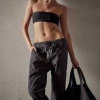JAMES PERSE Garment Dye Linen Soft Drape Pants in blue noir pigment - women's pants - view 4