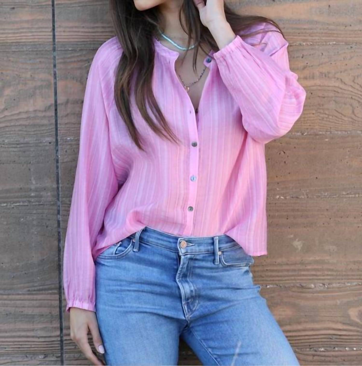Dylan - Long Sleeves Textured Stripe Blouse