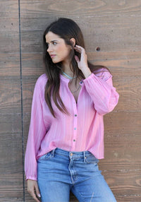Dylan - Long Sleeves Textured Stripe Blouse