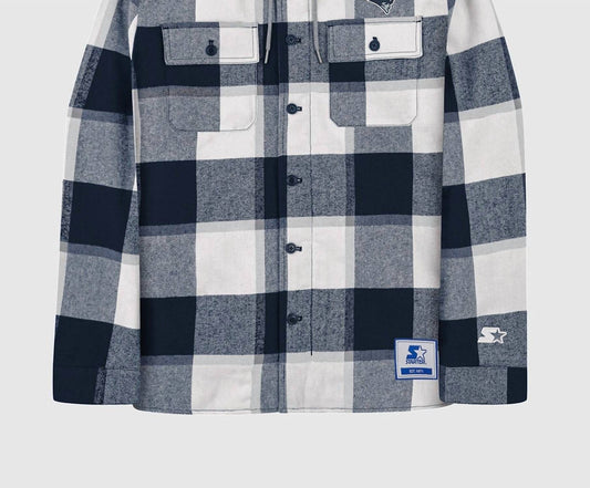 Starter - Men's New England Patriots The Big Joe Sherpa Lined Plaid Jacket