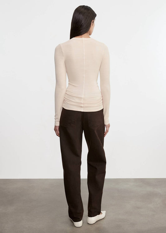Enza Costa - SILK RIB LONG SLEEVES U-NECK TOP