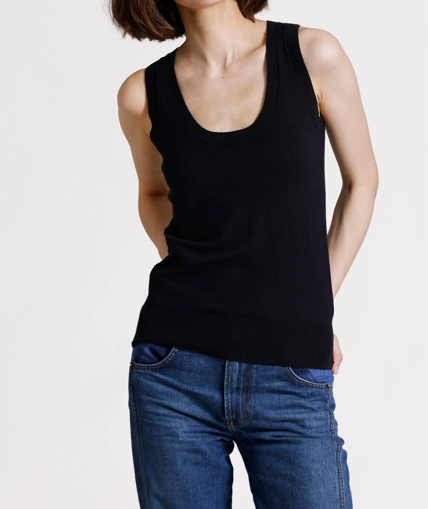 Minnie Rose - Supima Cotton Cashmere Scoop Neck Tank