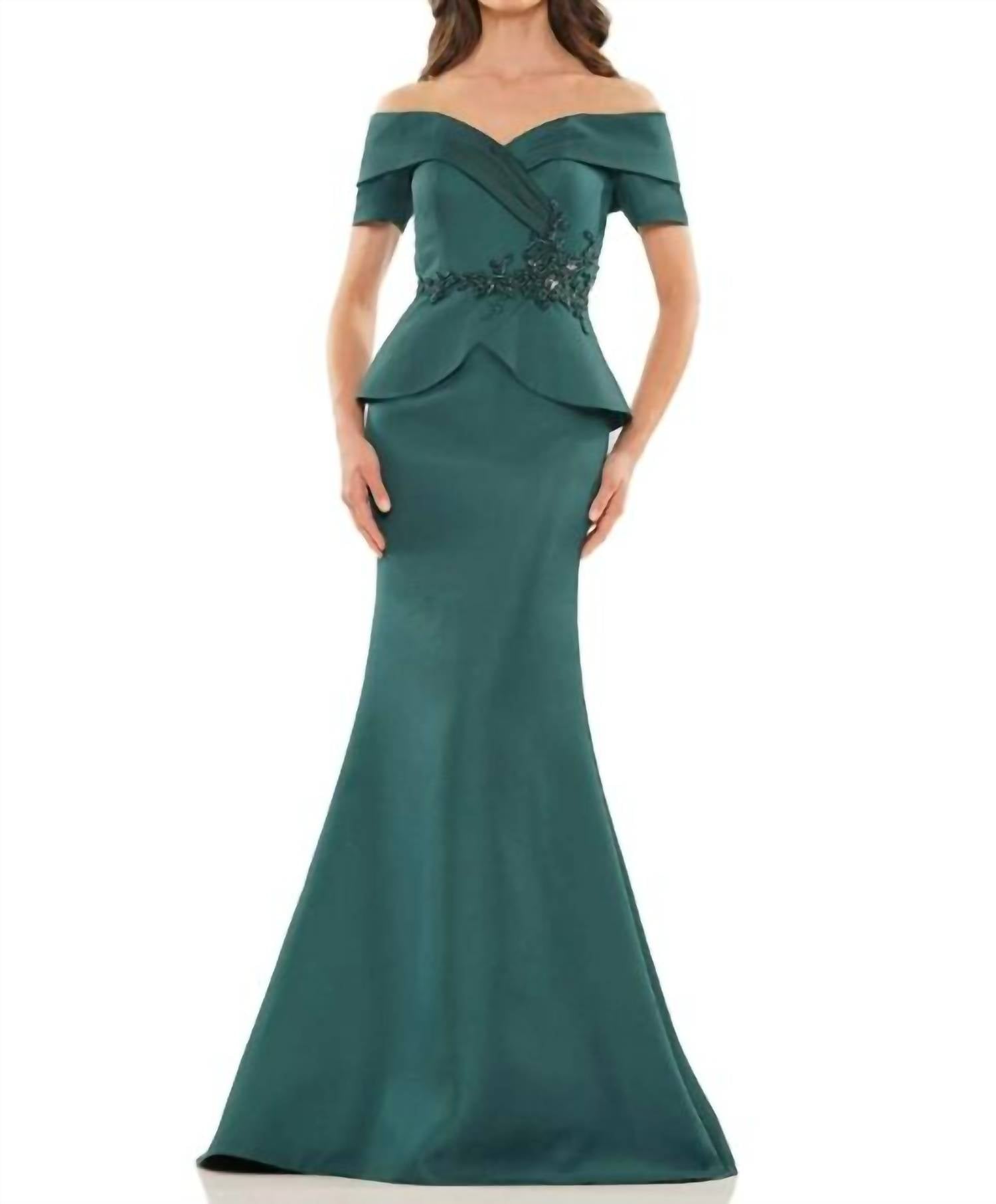 Colors Dress - Beaded Waist Peplum Gown