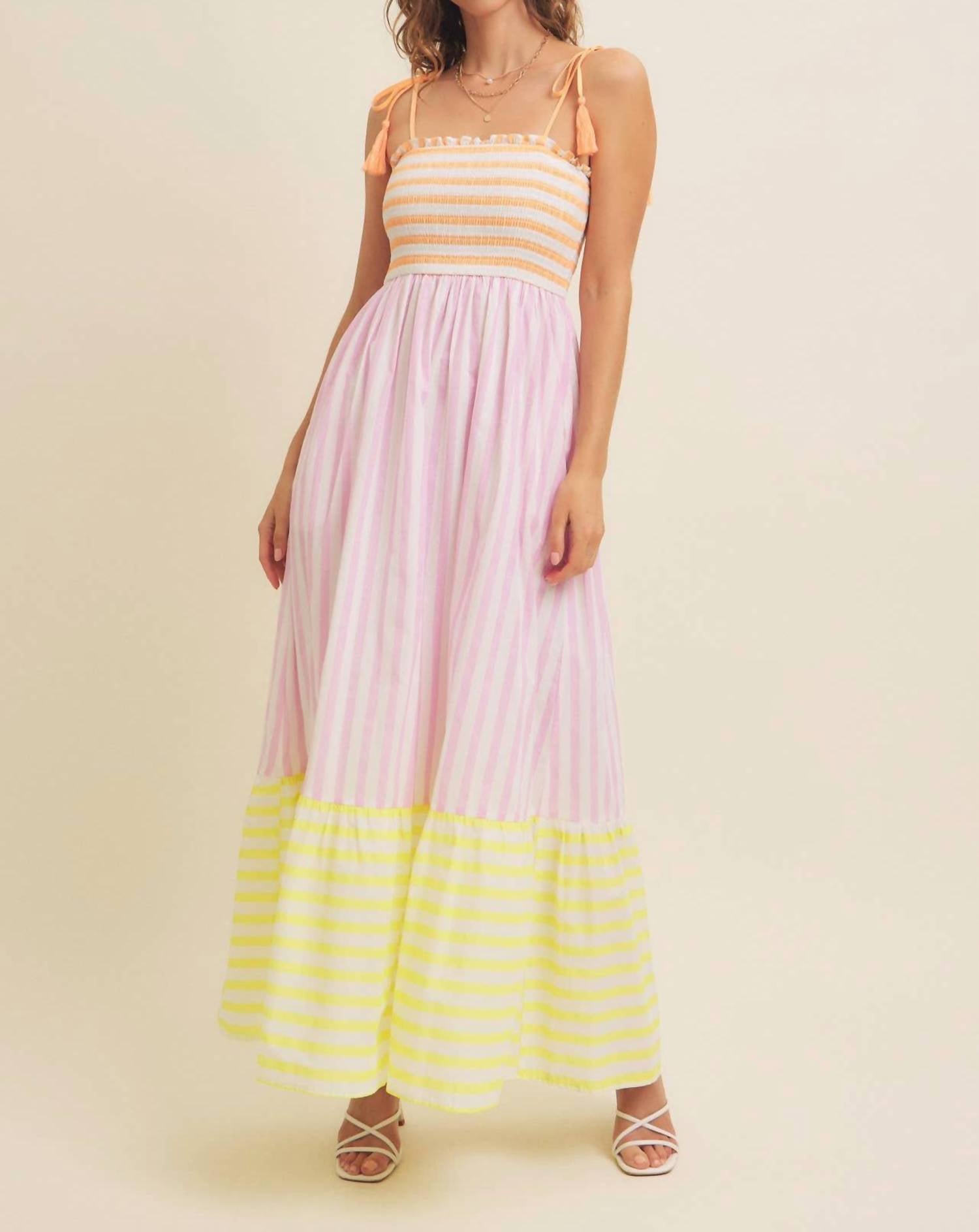 In February - Stripe Smocked Maxi Dress