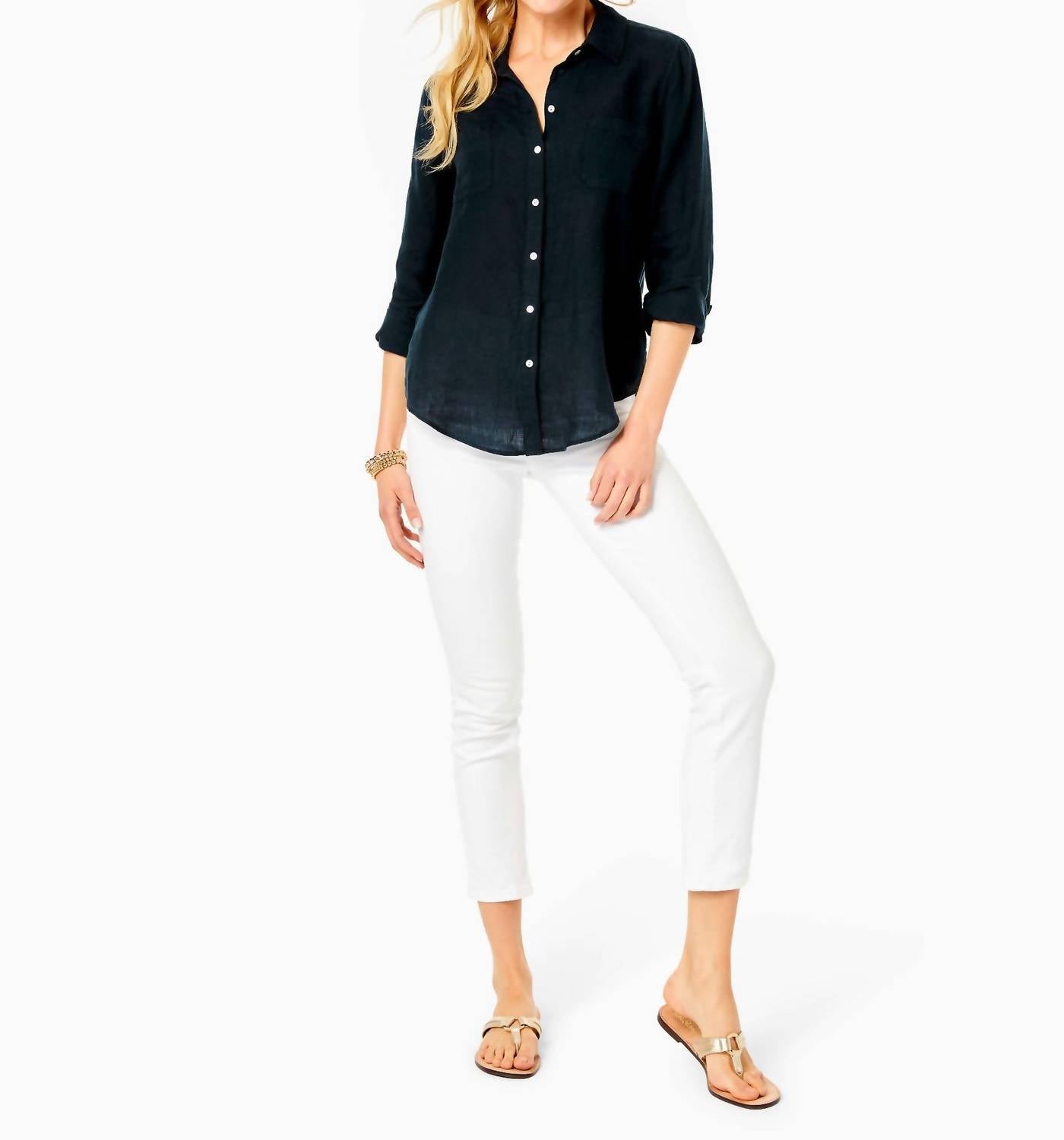 Lilly Pulitzer - Sea View Linen Button Down Top