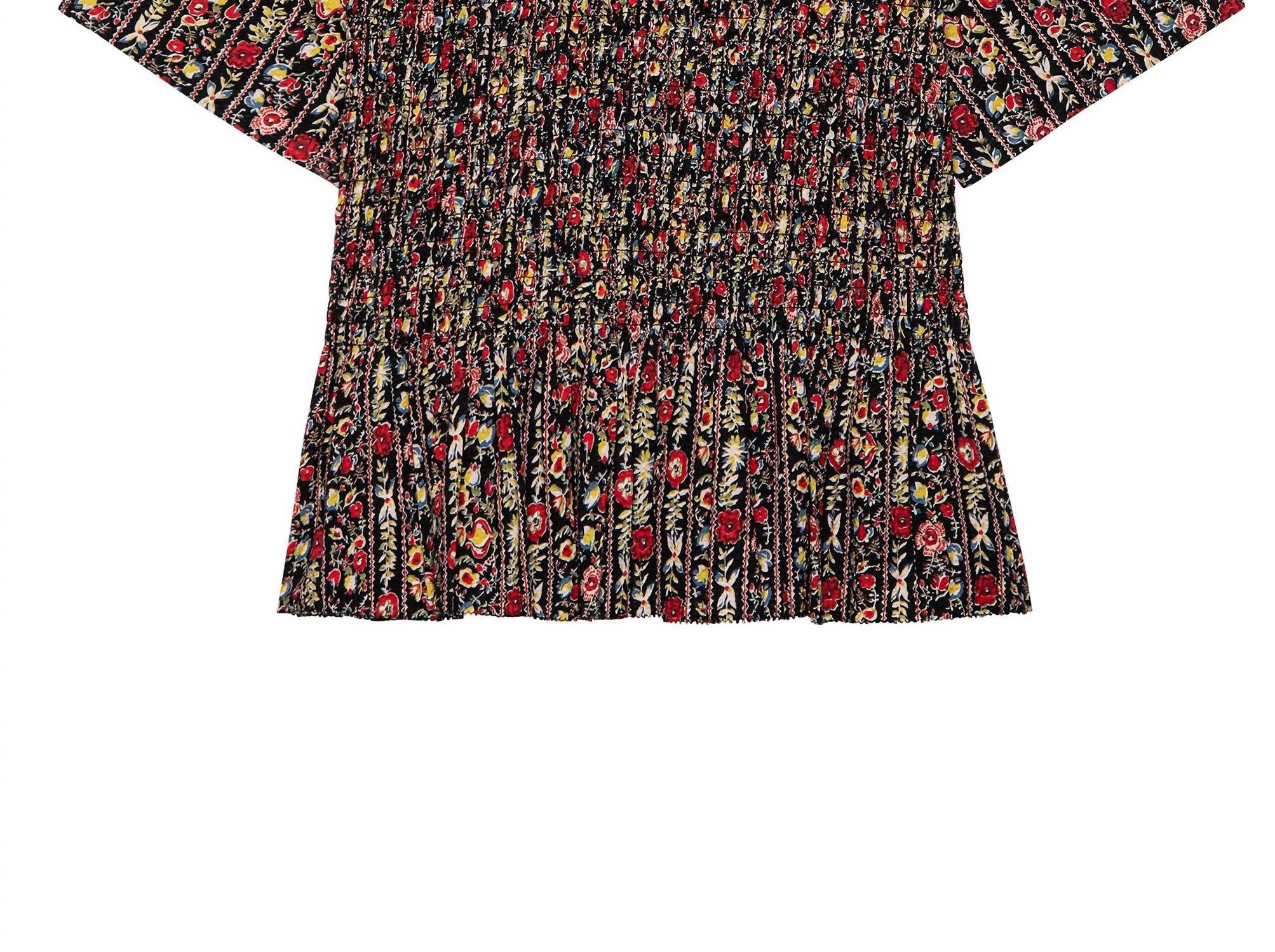 THE GREAT. Smocked Flounce Top in garland print - women's blouse - view 5