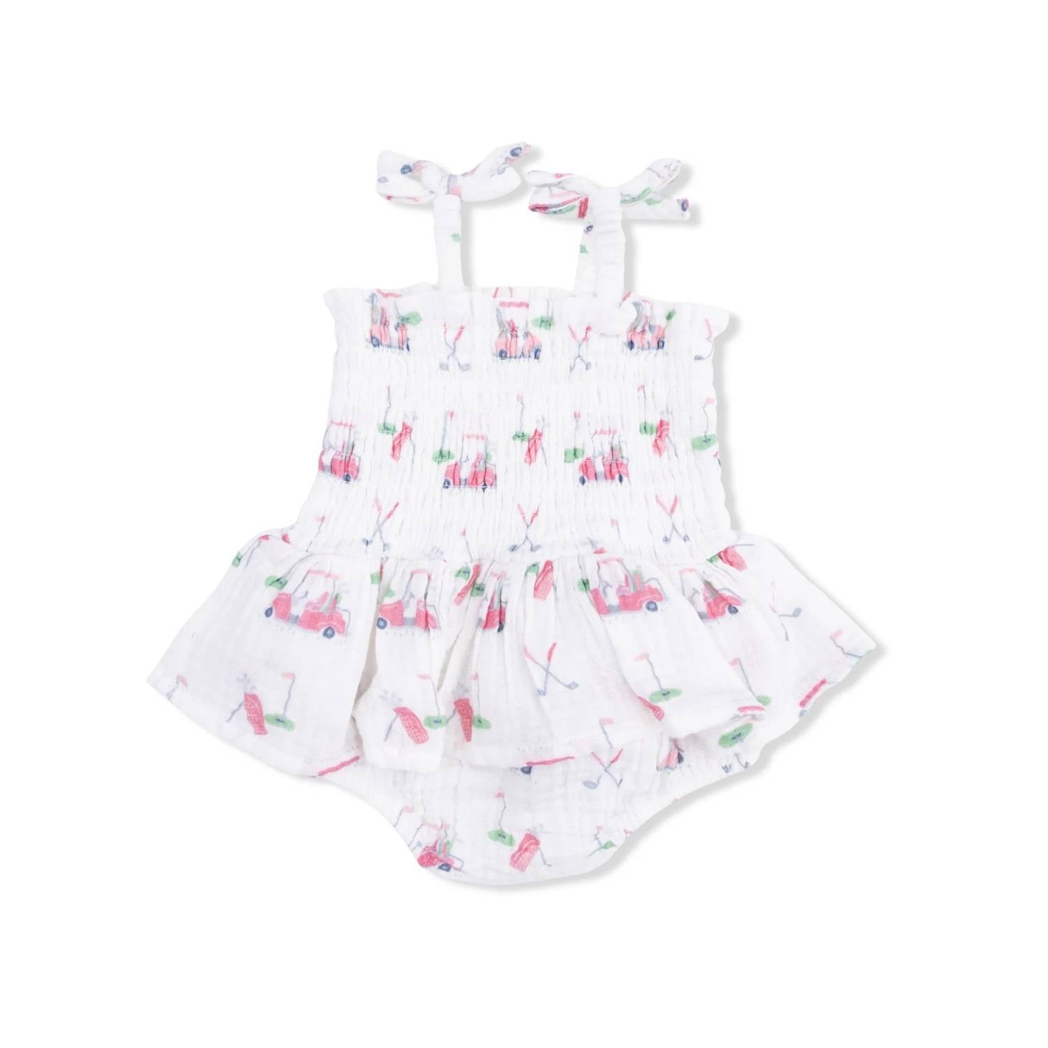 Angel Dear - Baby Girls Golf Carts Muslin Smocked Bubble With Skirt