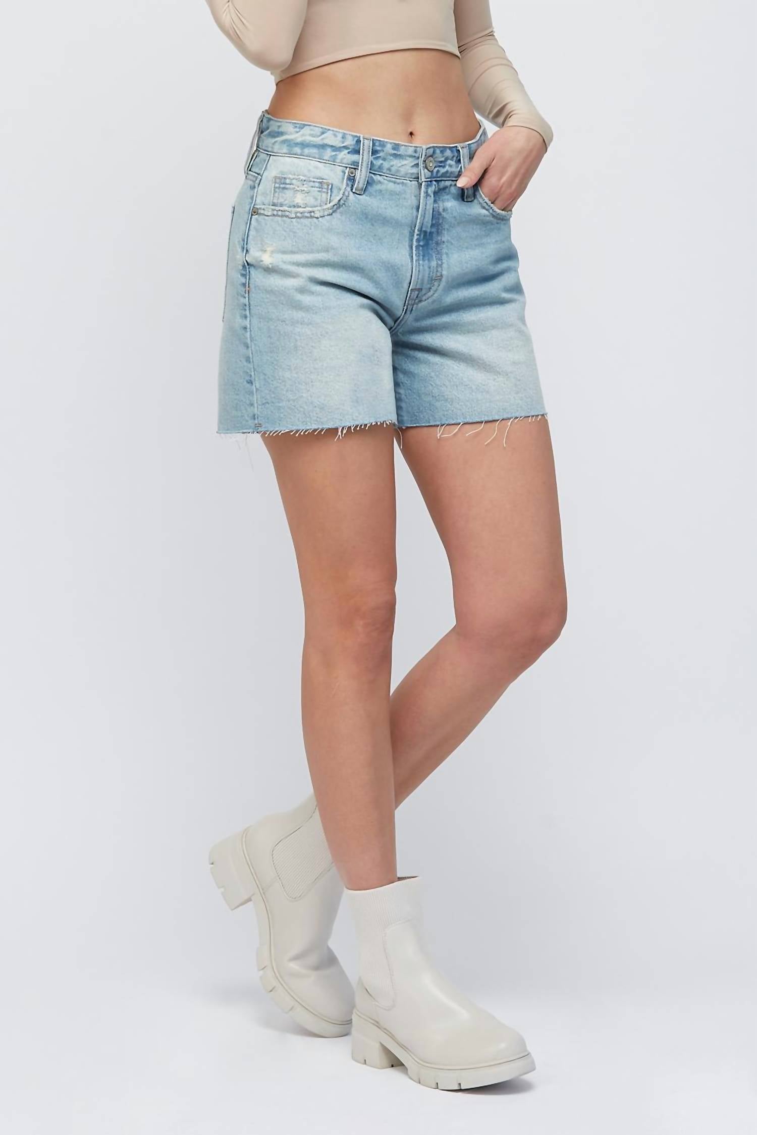 Hidden - Riley High Rise Denim Boyfriend Shorts