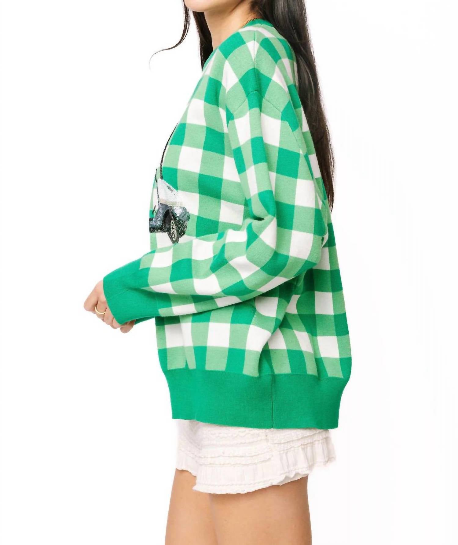 Queen Of Sparkles - Checkered Golf Cart Sweater