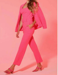 adelyn rae Flamenco High Rise Belted Trousers in pink - women's pants - detail view