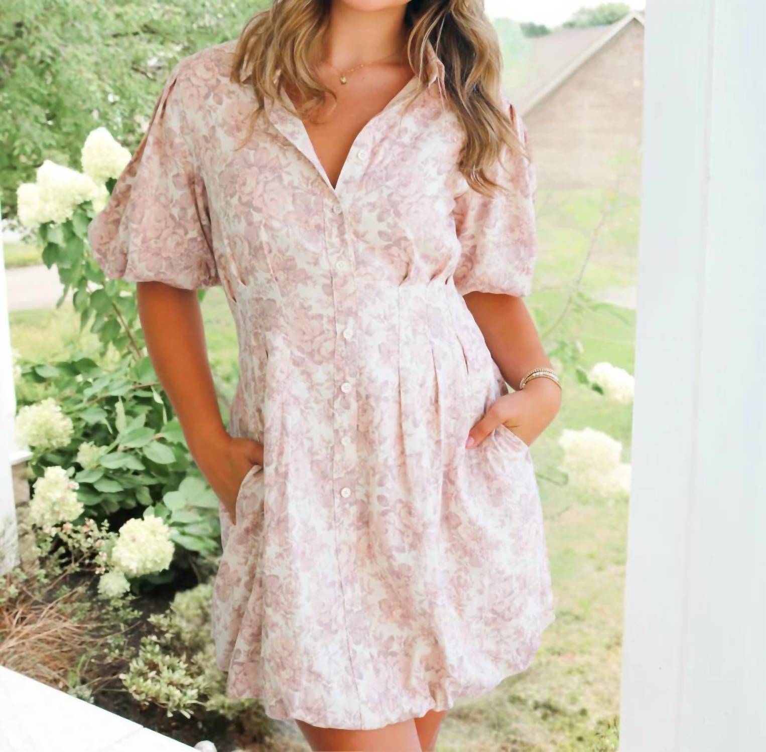Olivaceous - Bashful Bubble Hem Mini Dress