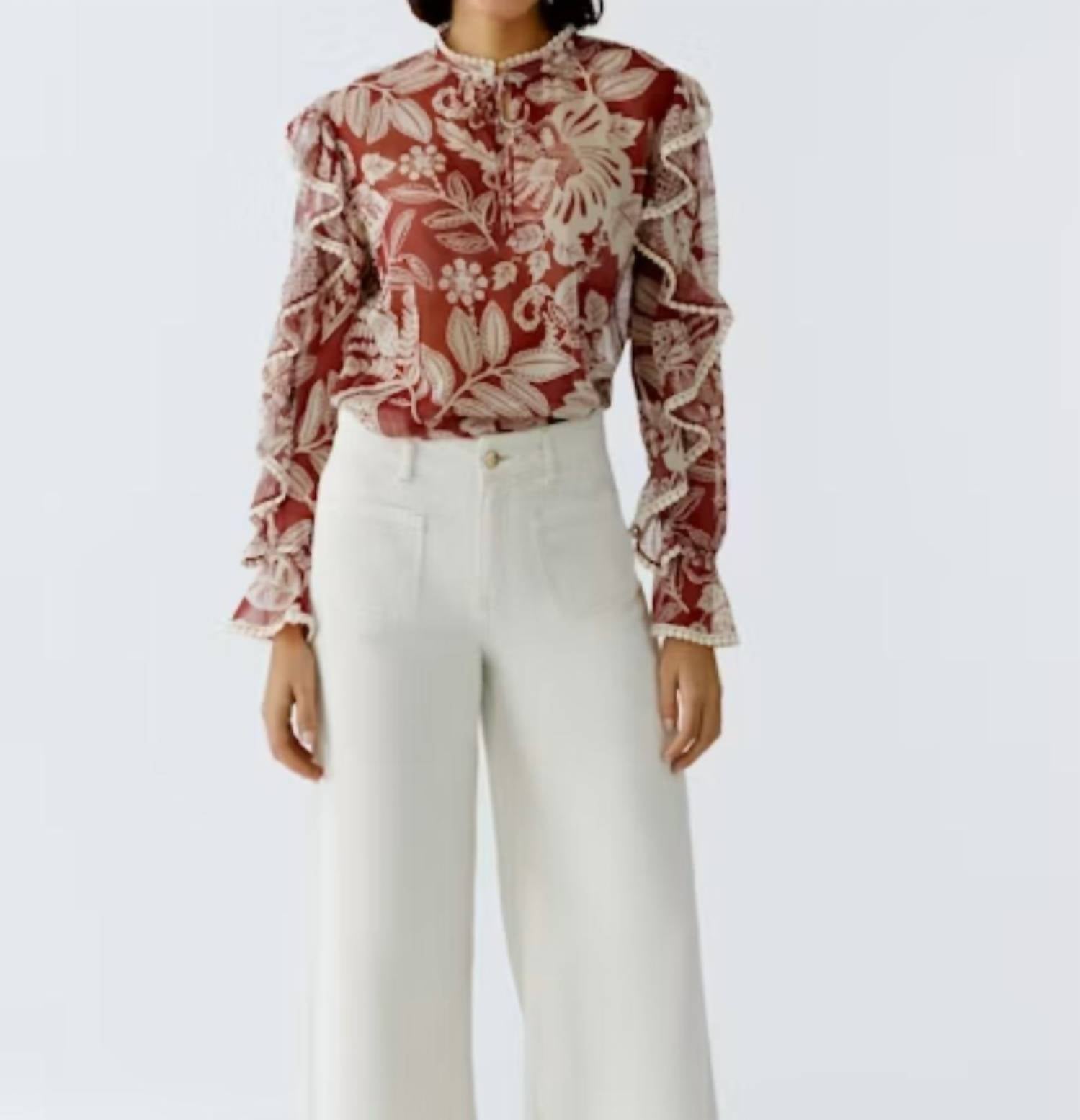 Oui - Ruffle Print Blouse
