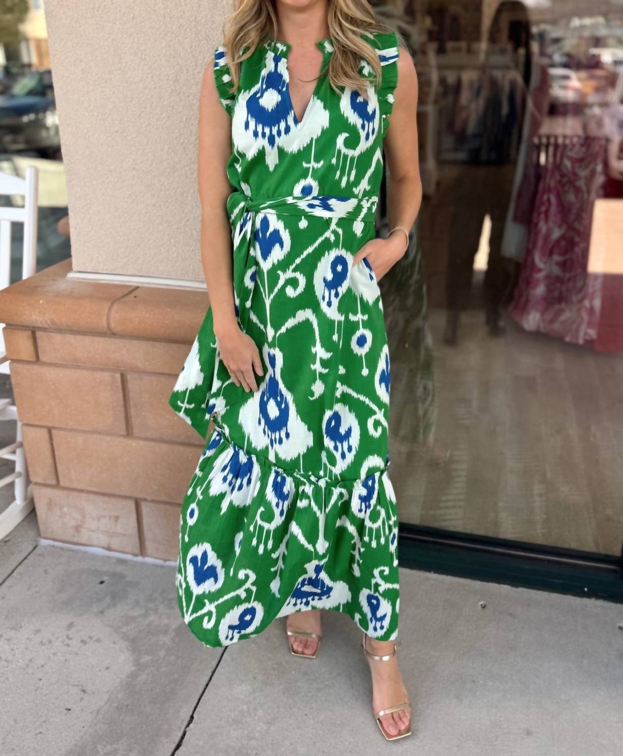 Fitzroy & Willa Christina Maxi Dress in sullivan ikat - women's dress - detail view