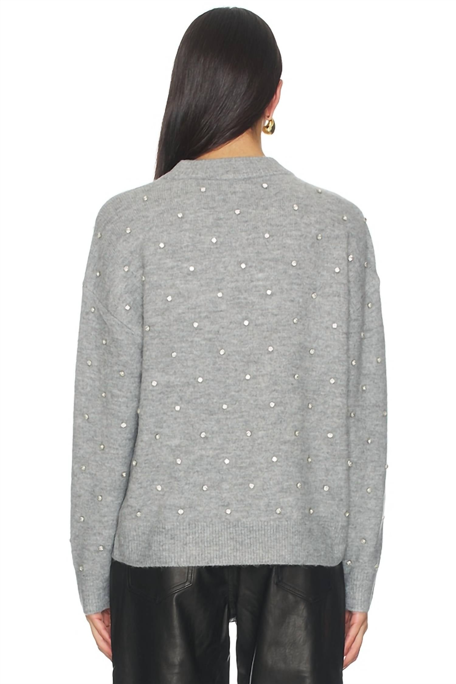 PISTOLA Aura Long Sleeve Sweater in charcoal diamante - women's sweater - alternate view