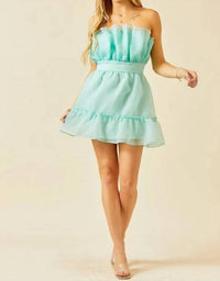 Day + Moon - Strapless Mini Dress With Ruffle Detail