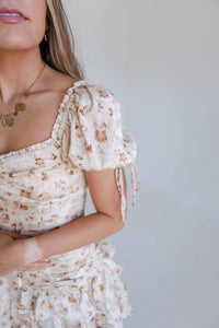 Storia - Floral Runched Bodycon Mini Dress