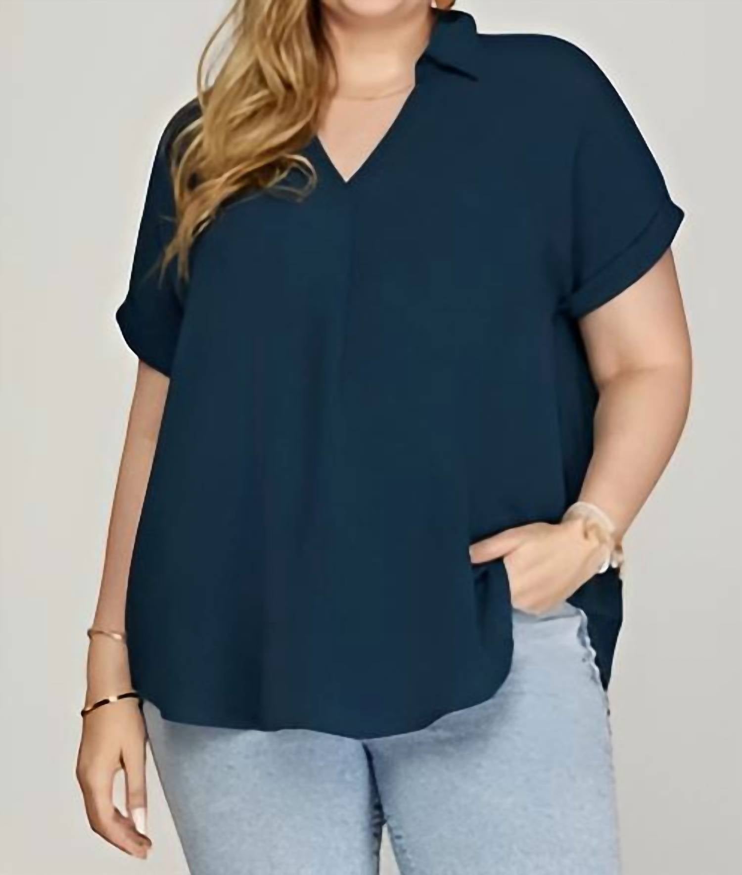 She + Sky - Konnie Drop Shoulder Woven Top - Plus