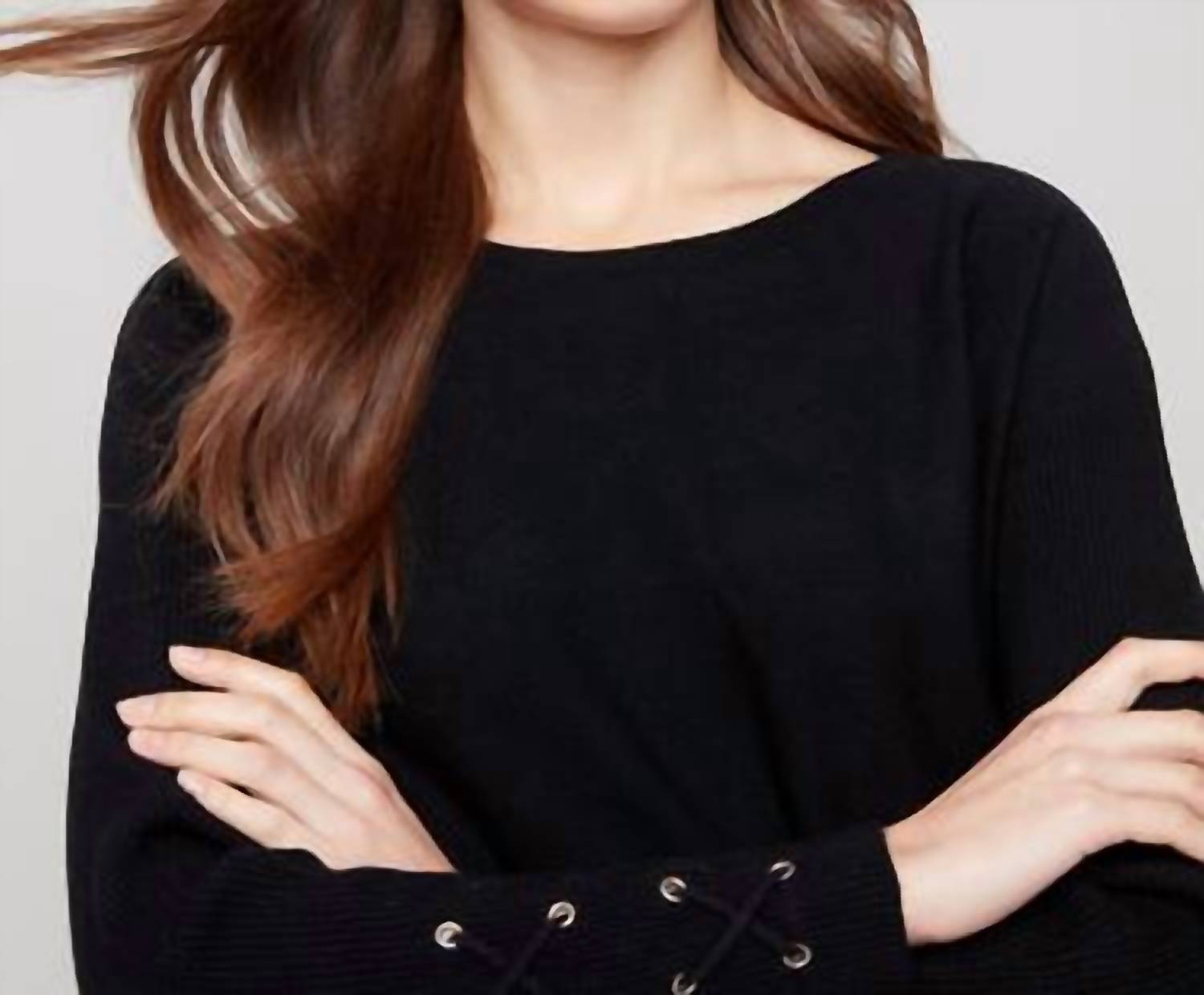 Charlie B - Knit Sweater With Lace Up Cuffs