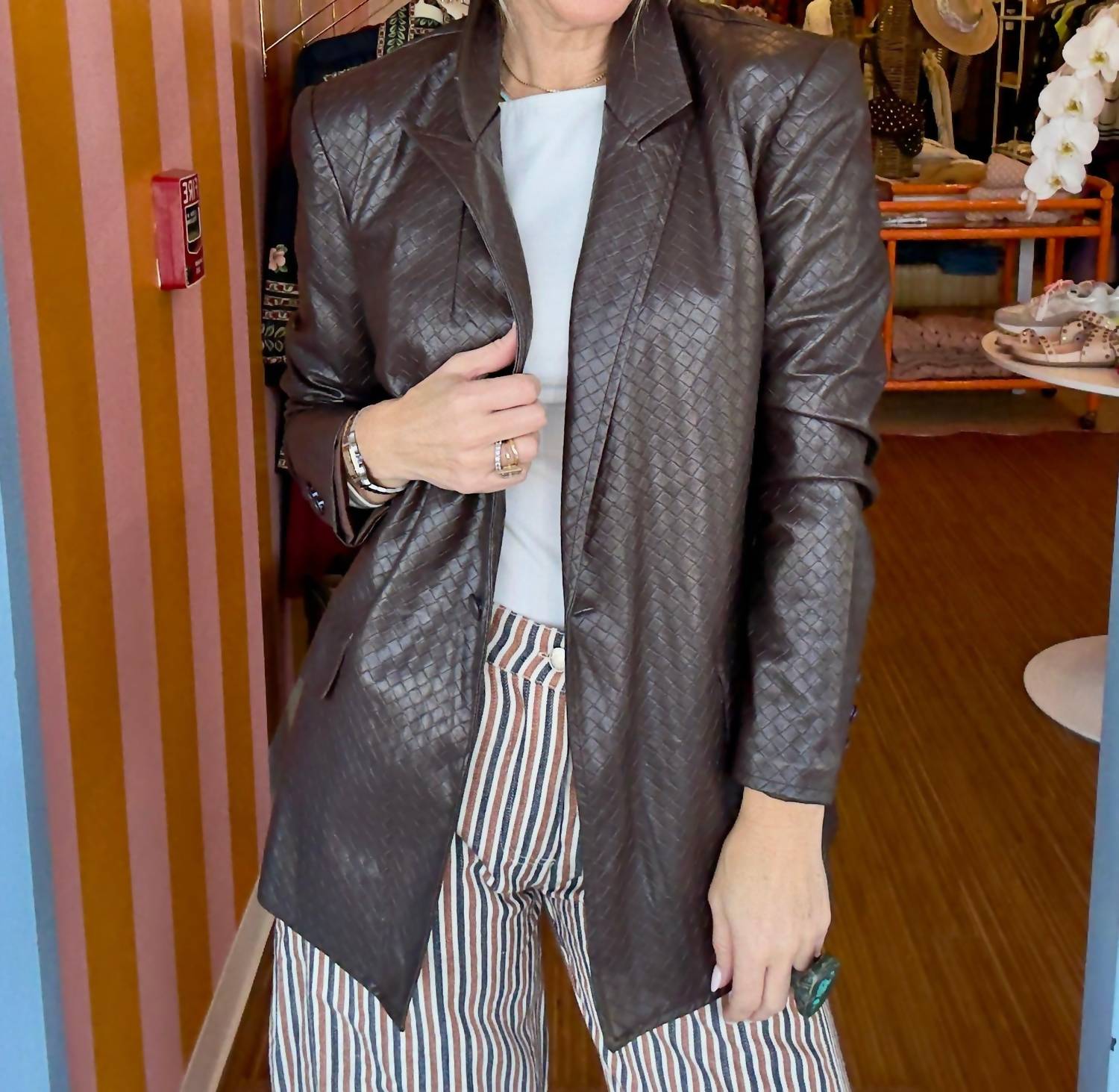 Fate - Criss Cross Faux Leather Blazer