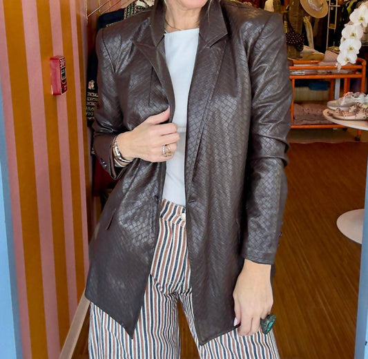 Fate - Criss Cross Faux Leather Blazer