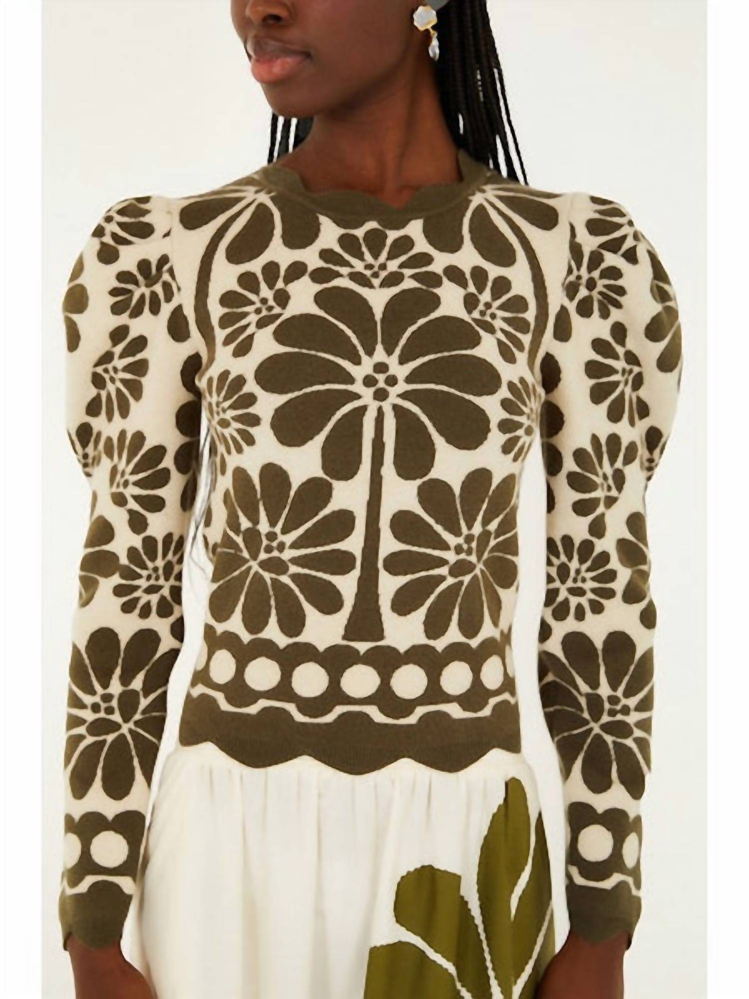 FARM RIO Palermo Knit Top in green - women's blouse