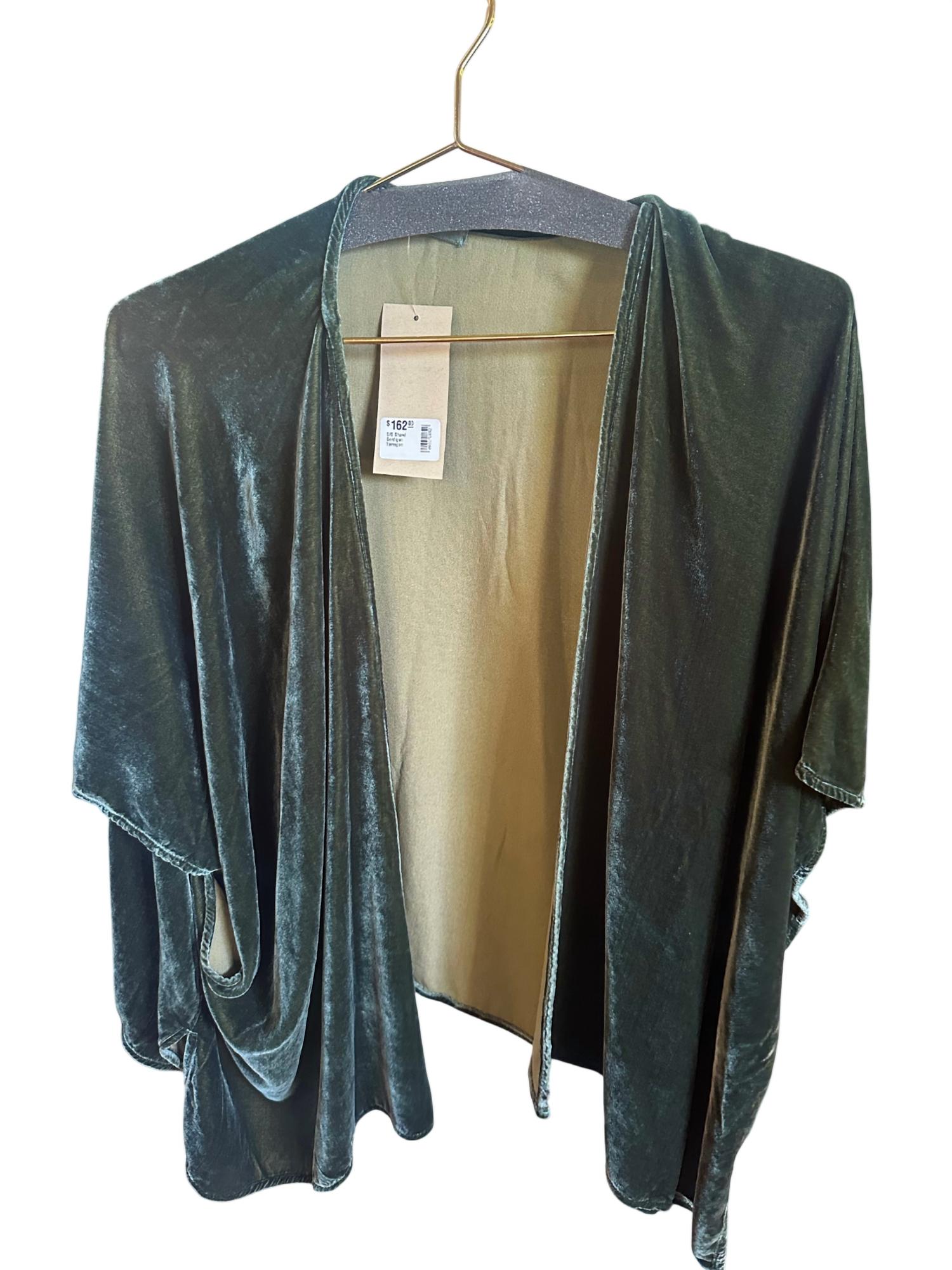cut loose Women's Velvet Shawl in tarragon - women's sweater